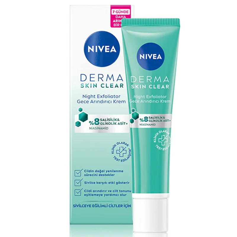 کرم لایه بردار و ضد آکنه شب نیوا حجم ۴۰ میل DERMA SKIN CLEAR کرم لایه بردار و ضد آکنه شب نیوا حجم ۴۰ میل DERMA SKIN CLEAR