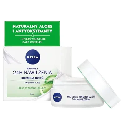 کرم روز مرطوب‌کننده مات‌کننده 24 ساعته نیوا Nivea حاوی آلوئه‌ورا طبیعی و مواد معدنی مناسب پوست چرب و مختلط 50 میل